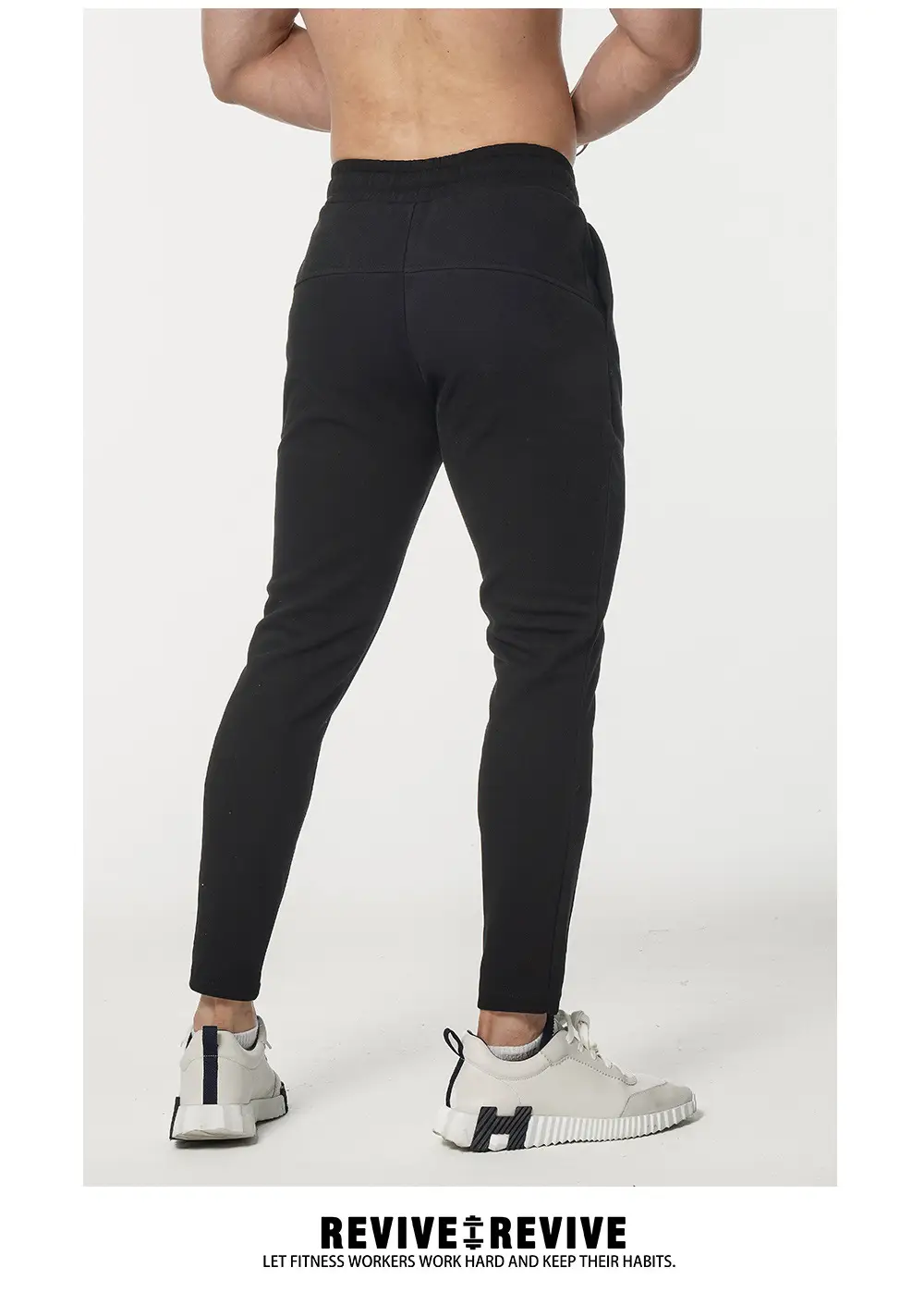 Men Slim Fit Sports Pants Black Running Training — feature 5