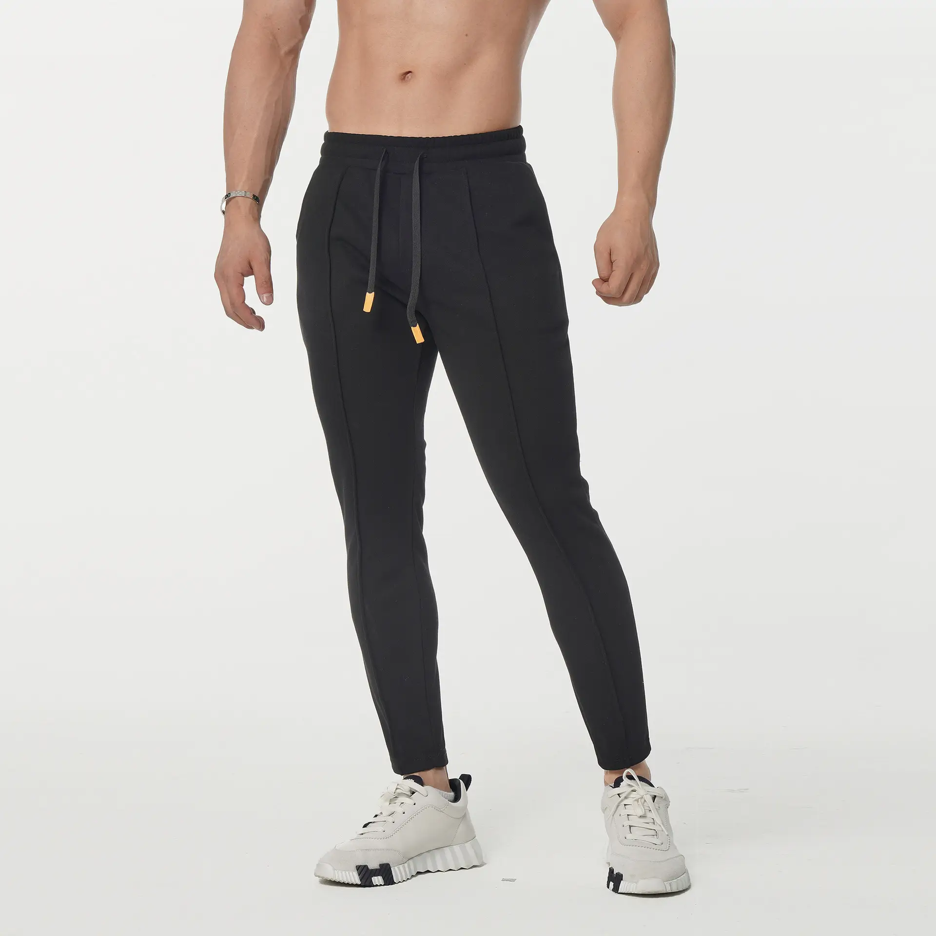 Men Slim Fit Sports Pants Black Running Training