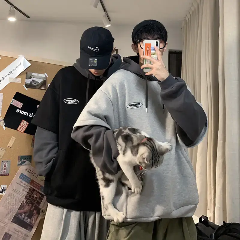 Grey Hooded Sweatshirt Set Harajuku Style 7714 - Image 7