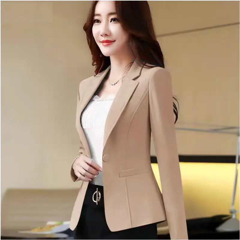 Women's Pink Korean Style Slim Fit Suit Jacket - Image 10