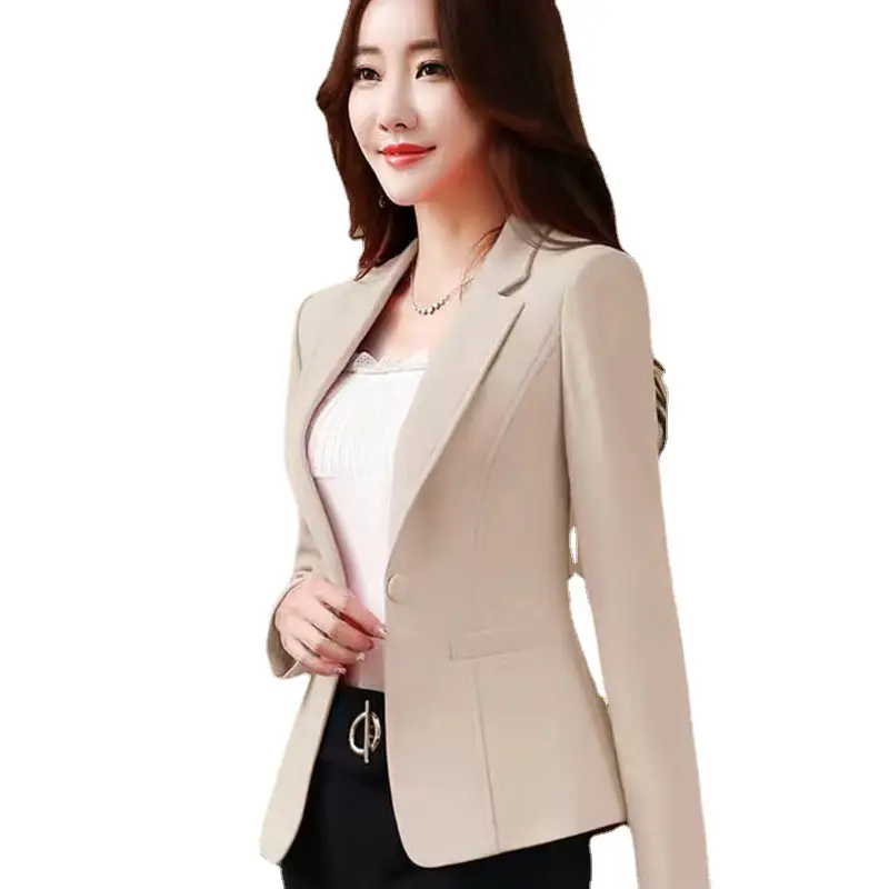 Women's Pink Korean Style Slim Fit Suit Jacket - Image 9
