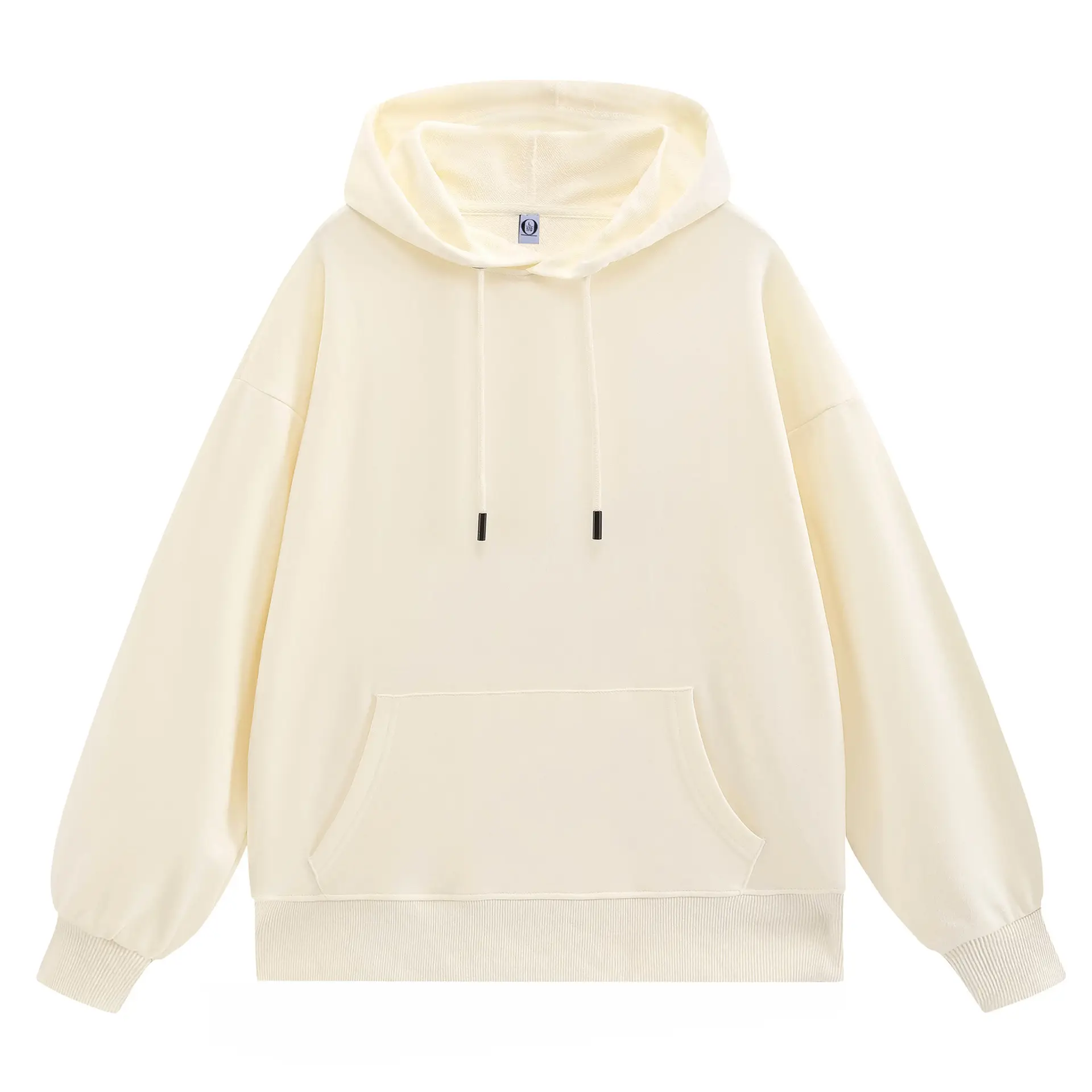 300g Cream Hooded Cotton Sweater with Drawstring - Image 4