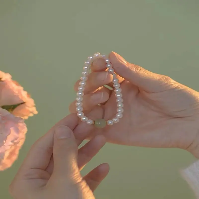 2022 New Natural Hetian Jade Pearl Bracelet Women's - Image 3