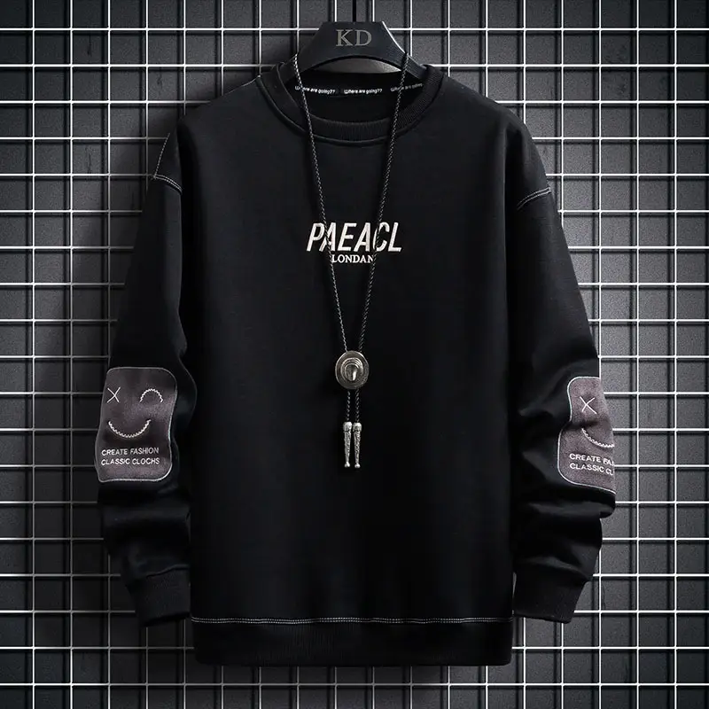 Men Korean Style Grey Sweatshirt with White Pockets - Image 2