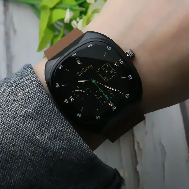 Black Silicone Band Large Watch for Women Men - Image 9