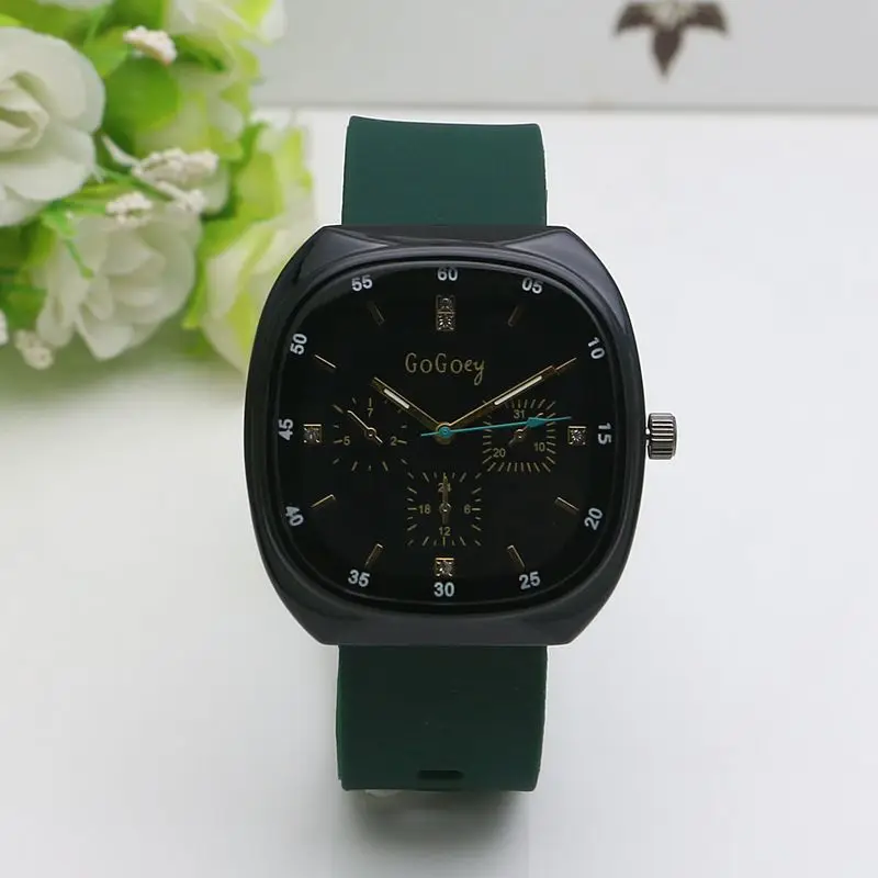 Black Silicone Band Large Watch for Women Men - Image 2