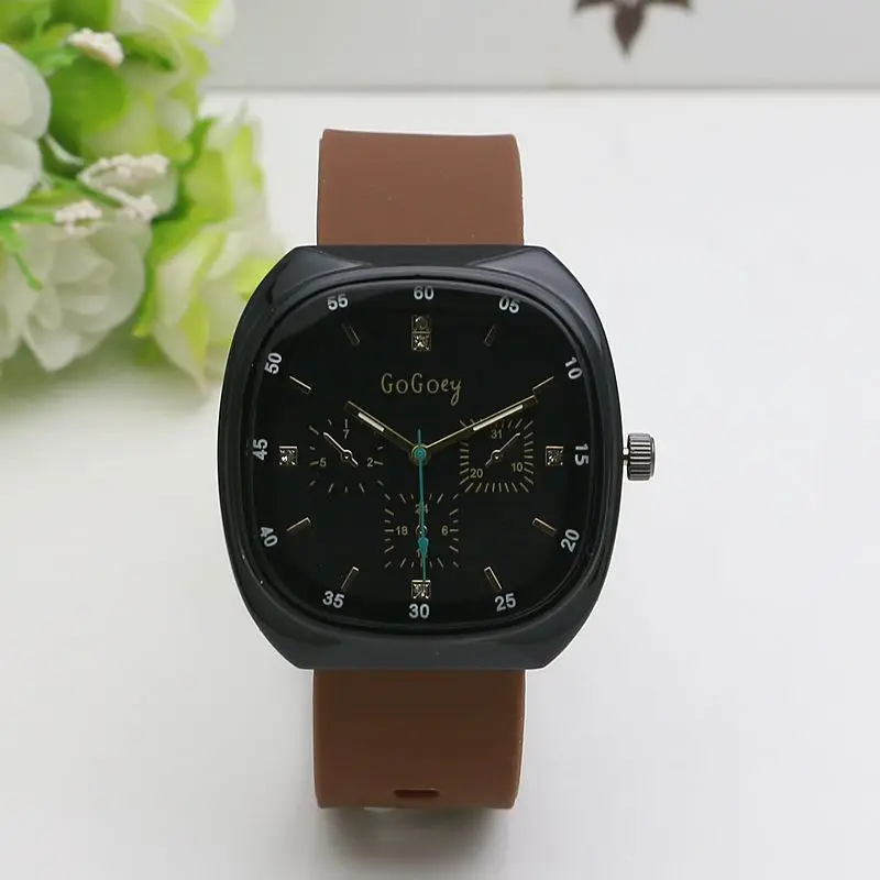 Black Silicone Band Large Watch for Women Men - Image 4