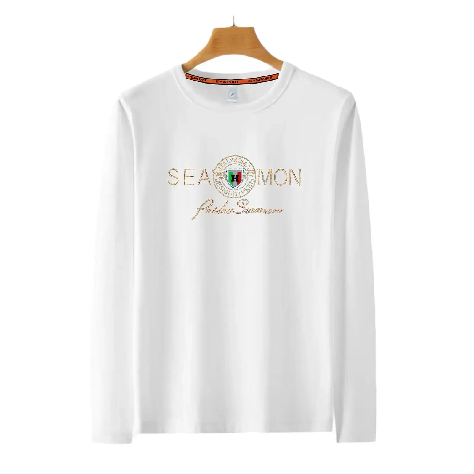 Red Sequin Print Long Sleeve T-Shirt for Men - Image 10
