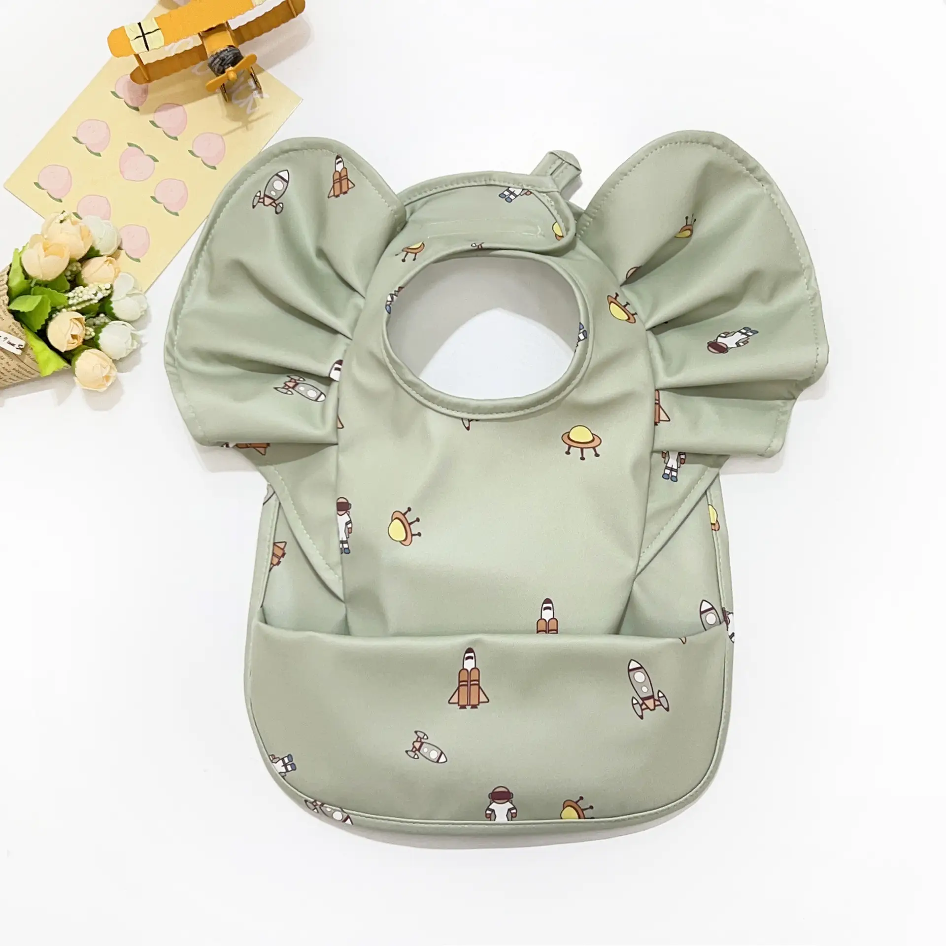 Baby Bibs with Saliva Pockets & Rice Pockets