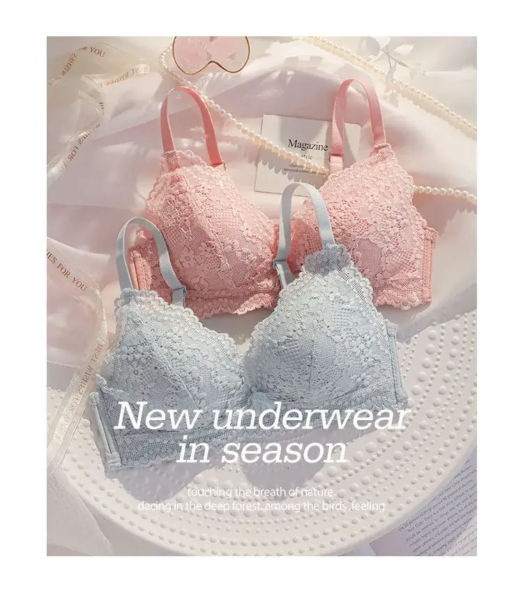 Lace Push Up Bra Red Small Chest 1.2cm — feature 20