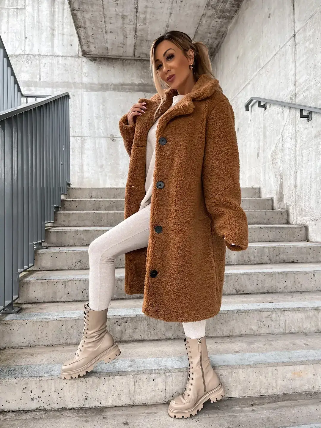 2024 Winter Wool Coat Brown Long Sleeve Regular Fit — feature 15