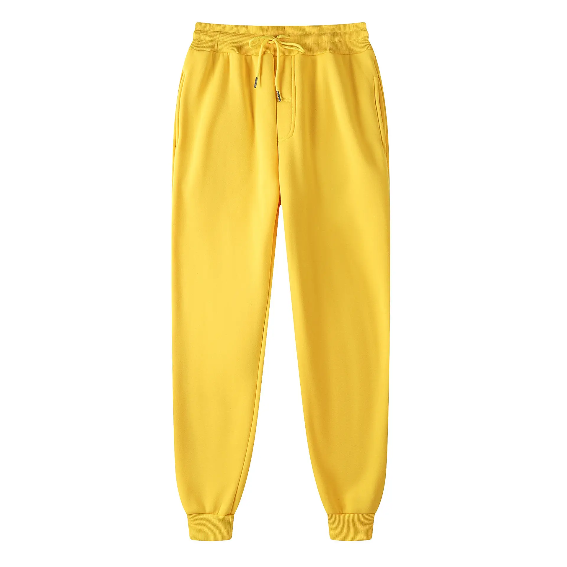 Blue Men's Solid Color Casual Sweatpants Mid Waist Long Trousers - Image 19