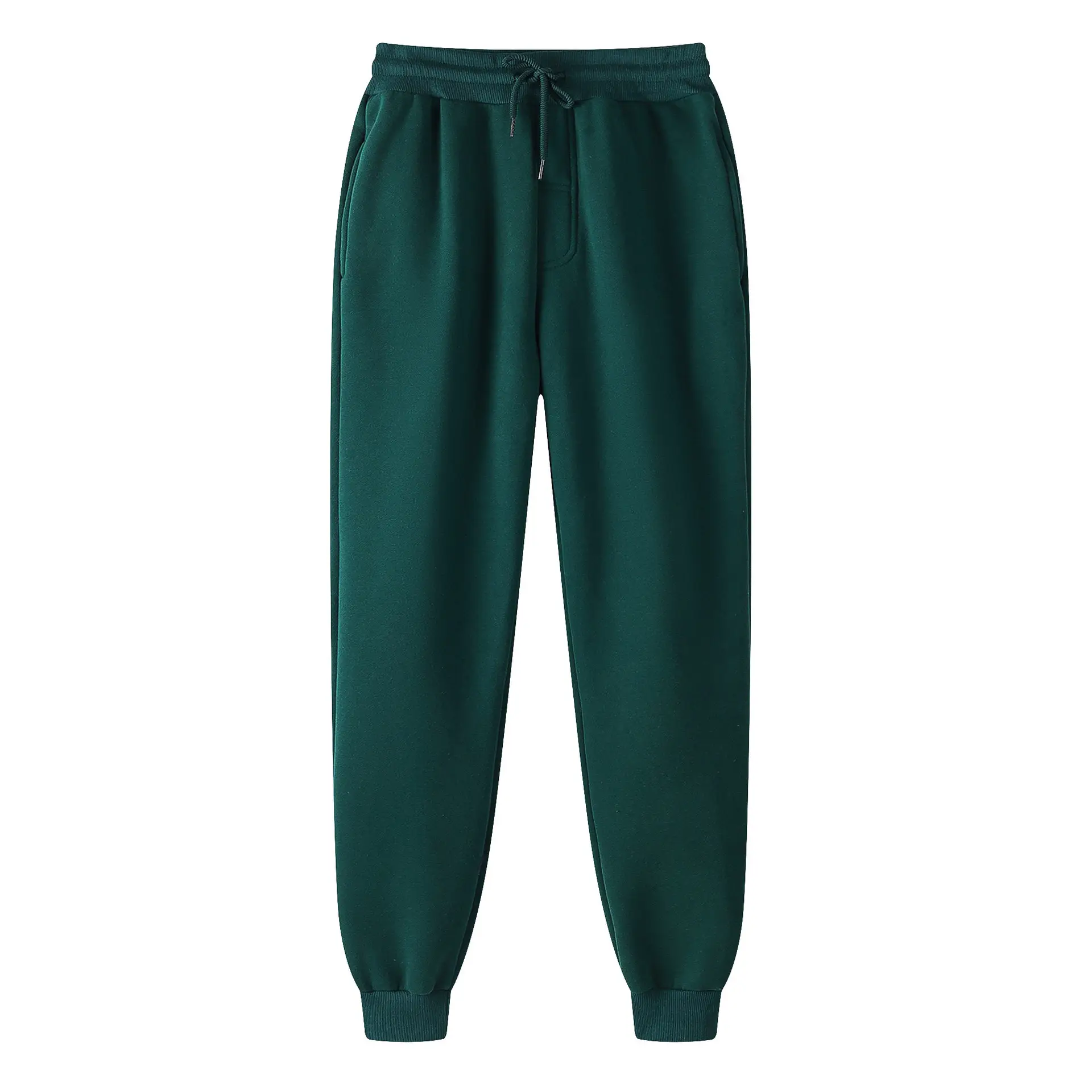 Blue Men's Solid Color Casual Sweatpants Mid Waist Long Trousers - Image 11