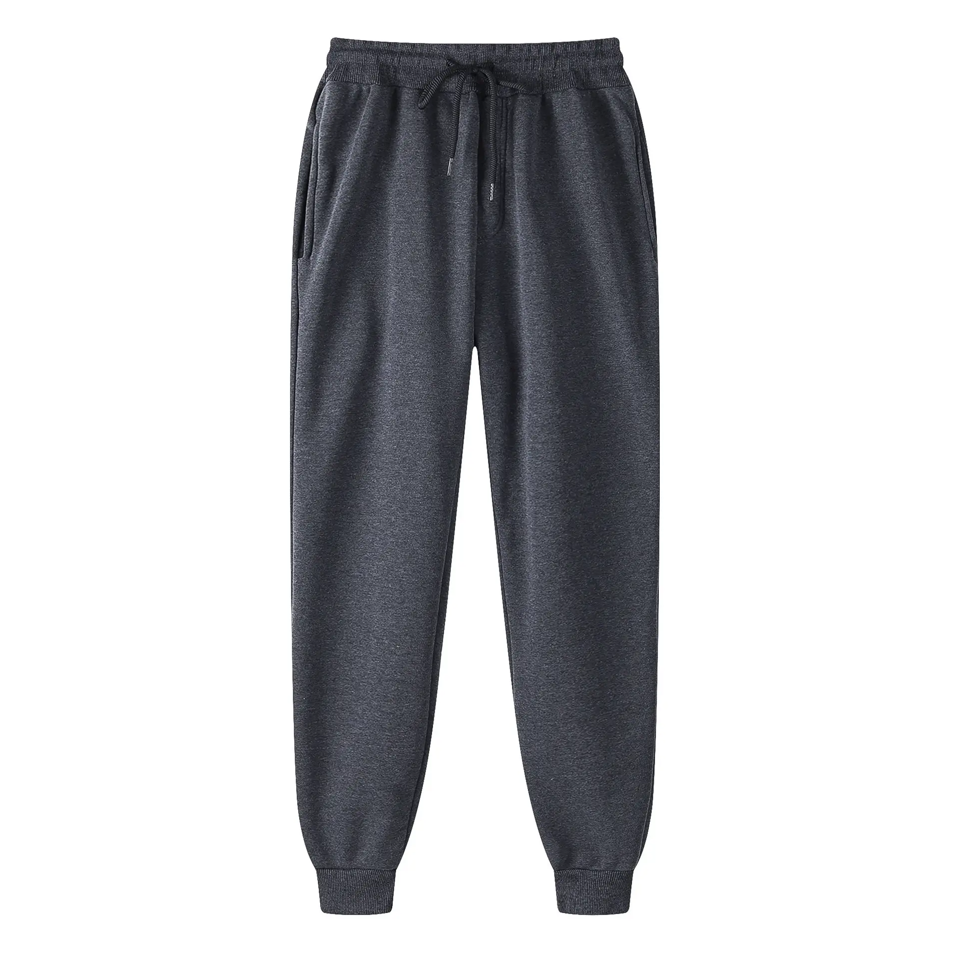 Blue Men's Solid Color Casual Sweatpants Mid Waist Long Trousers - Image 12