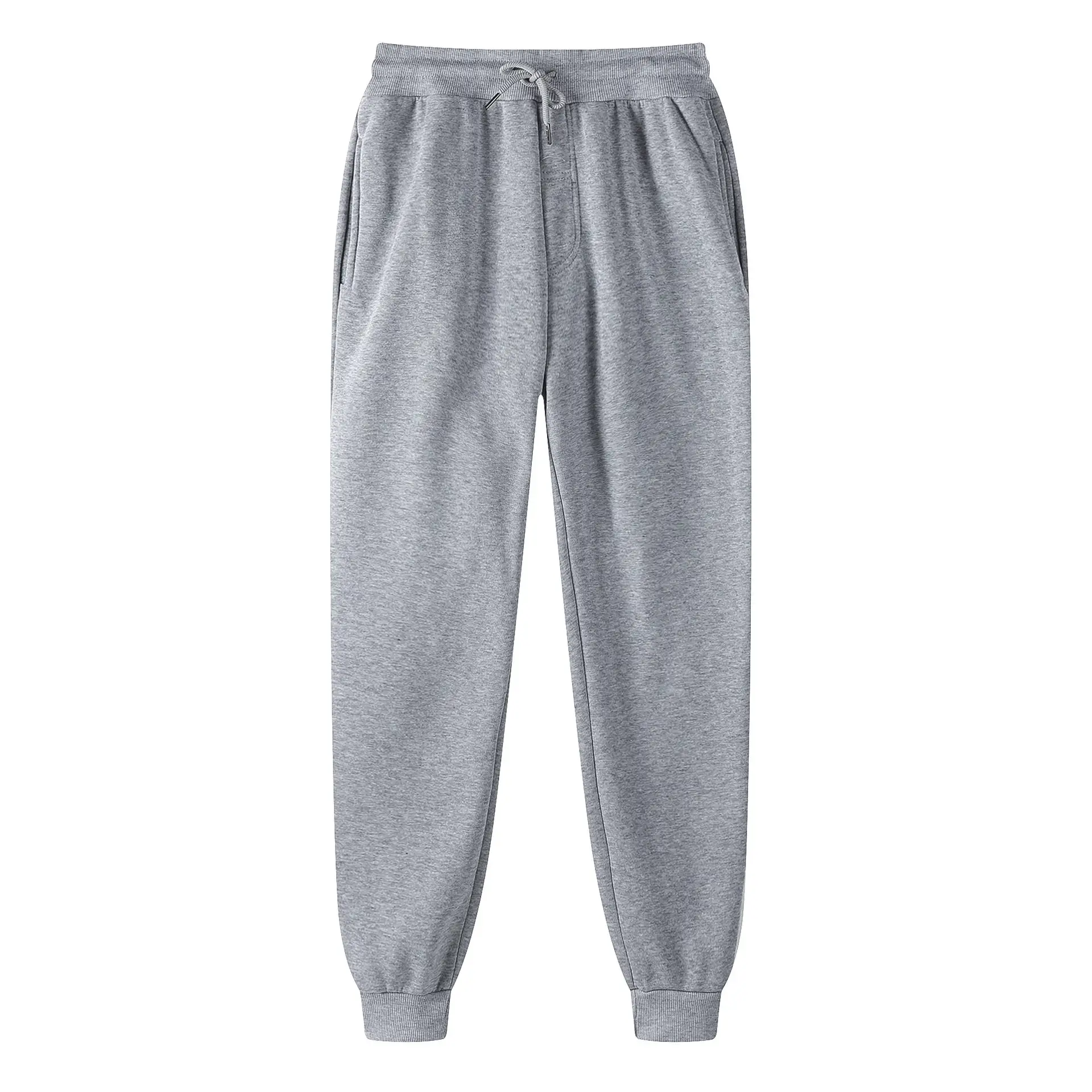 Blue Men's Solid Color Casual Sweatpants Mid Waist Long Trousers - Image 14