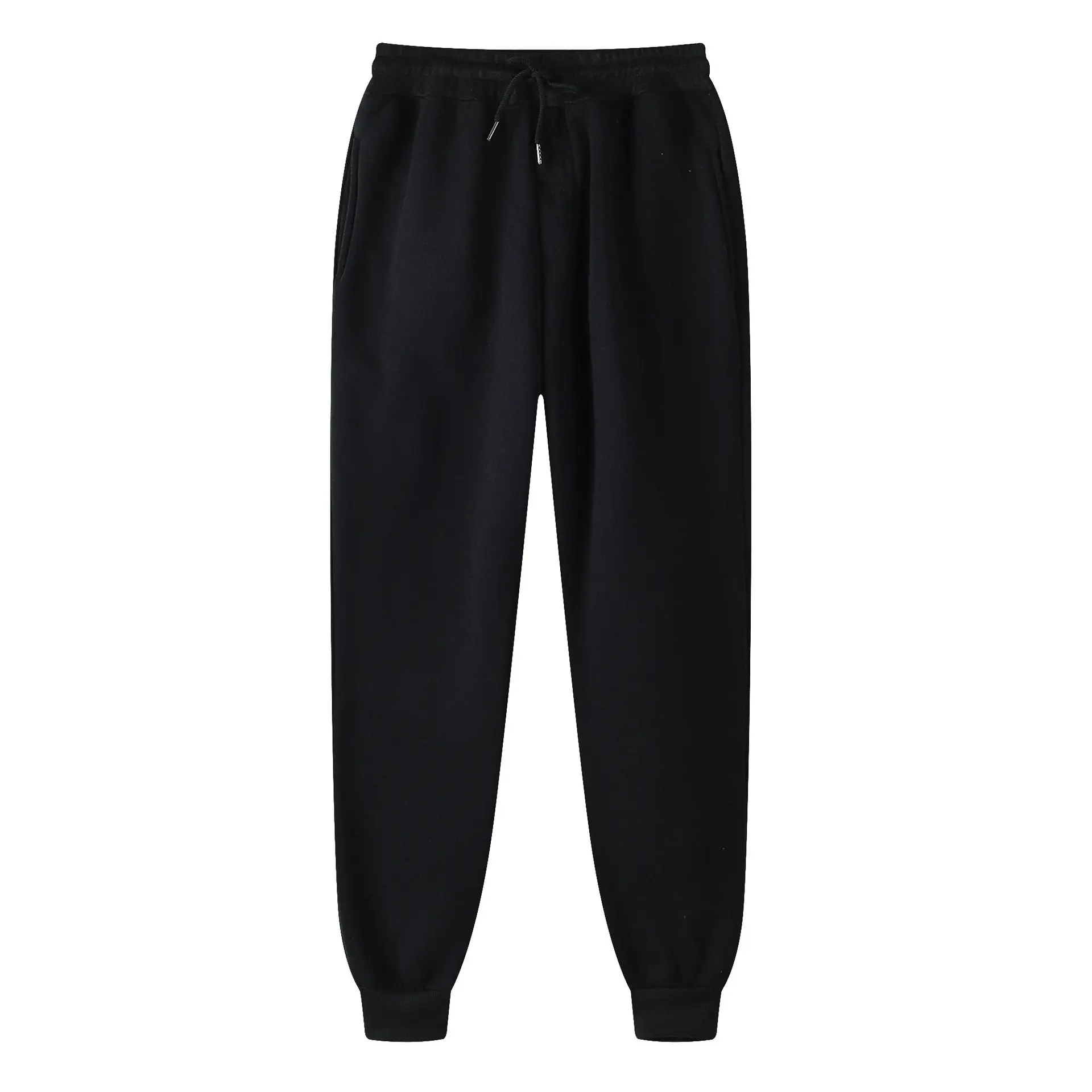 Blue Men's Solid Color Casual Sweatpants Mid Waist Long Trousers - Image 5