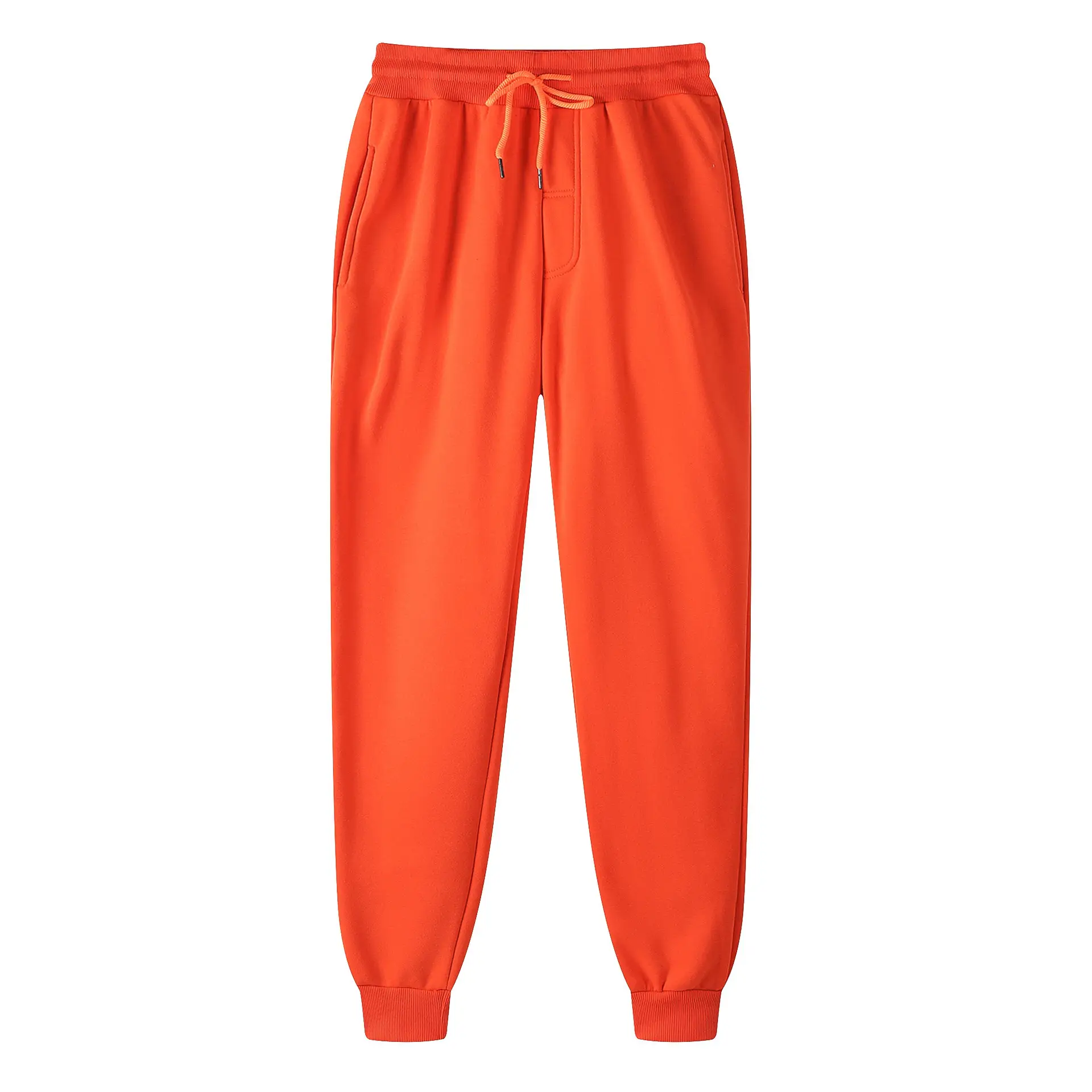 Blue Men's Solid Color Casual Sweatpants Mid Waist Long Trousers - Image 8