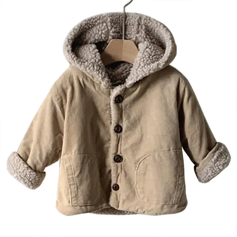 Baby Hooded Winter Jacket Beige Woolen Cardigan - Image 7