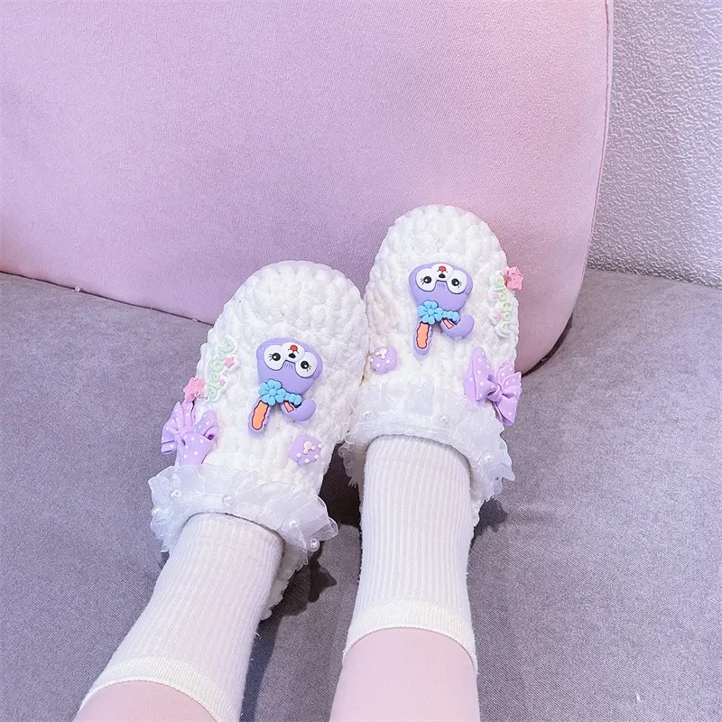 Women's Yellow Wool Crochet Slipper with Rabbit Design - Image 20