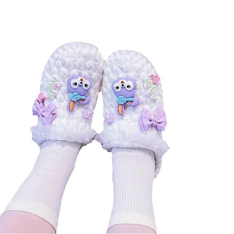 Women's Yellow Wool Crochet Slipper with Rabbit Design - Image 22
