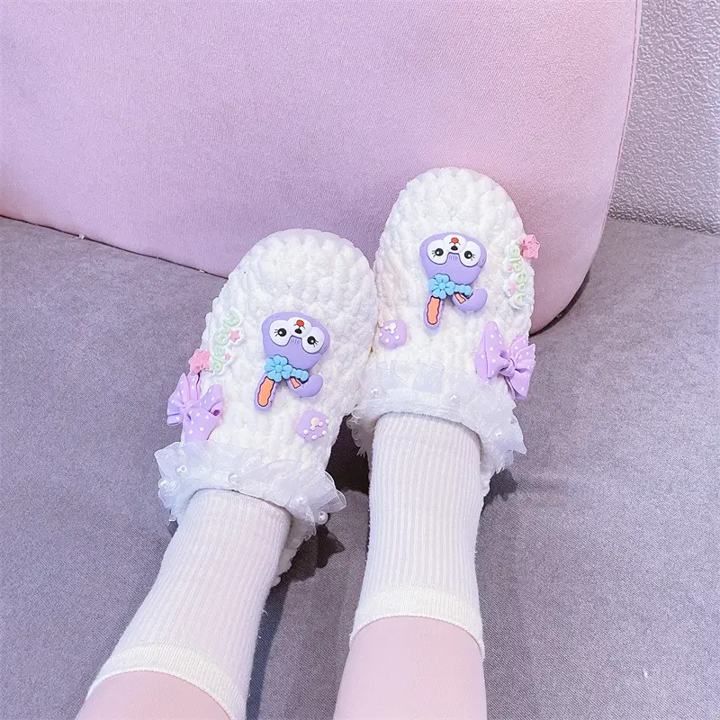 Women's Yellow Wool Crochet Slipper with Rabbit Design — feature 20
