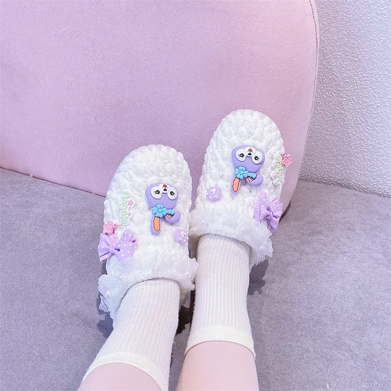 Women's Yellow Wool Crochet Slipper with Rabbit Design — feature 22