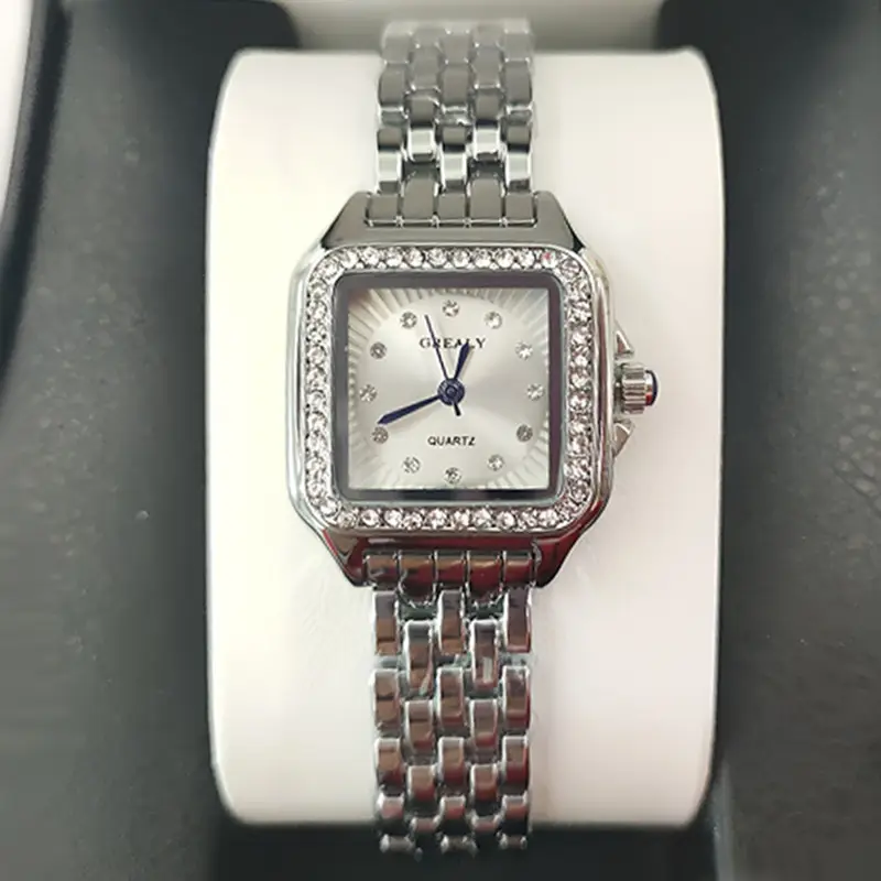 Women's Square Watch Stainless Steel Band Quartz Simple Roman Numerals - Image 8