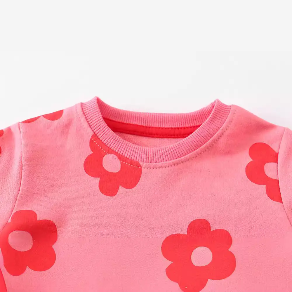 Girls Pink Floral Knitted Sweatshirt Long Sleeve - Image 2