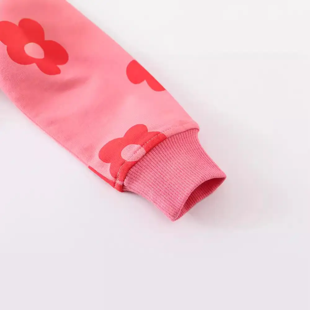 Girls Pink Floral Knitted Sweatshirt Long Sleeve - Image 4