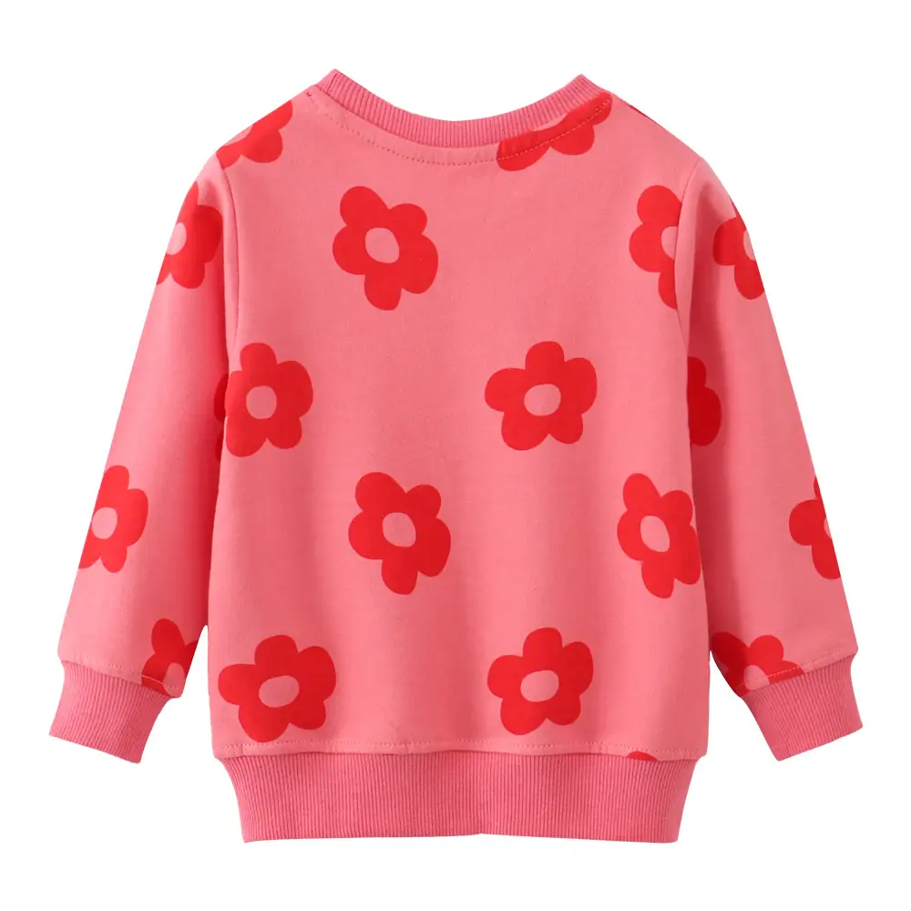 Girls Pink Floral Knitted Sweatshirt Long Sleeve - Image 5