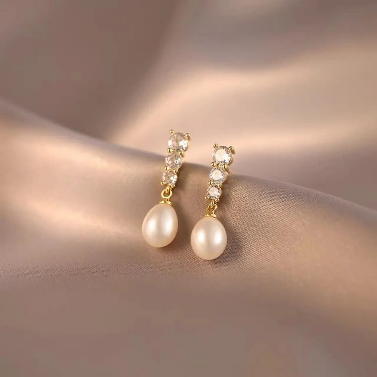 Korean Pearl Half-Hole Earrings S925 Silver - Image 3