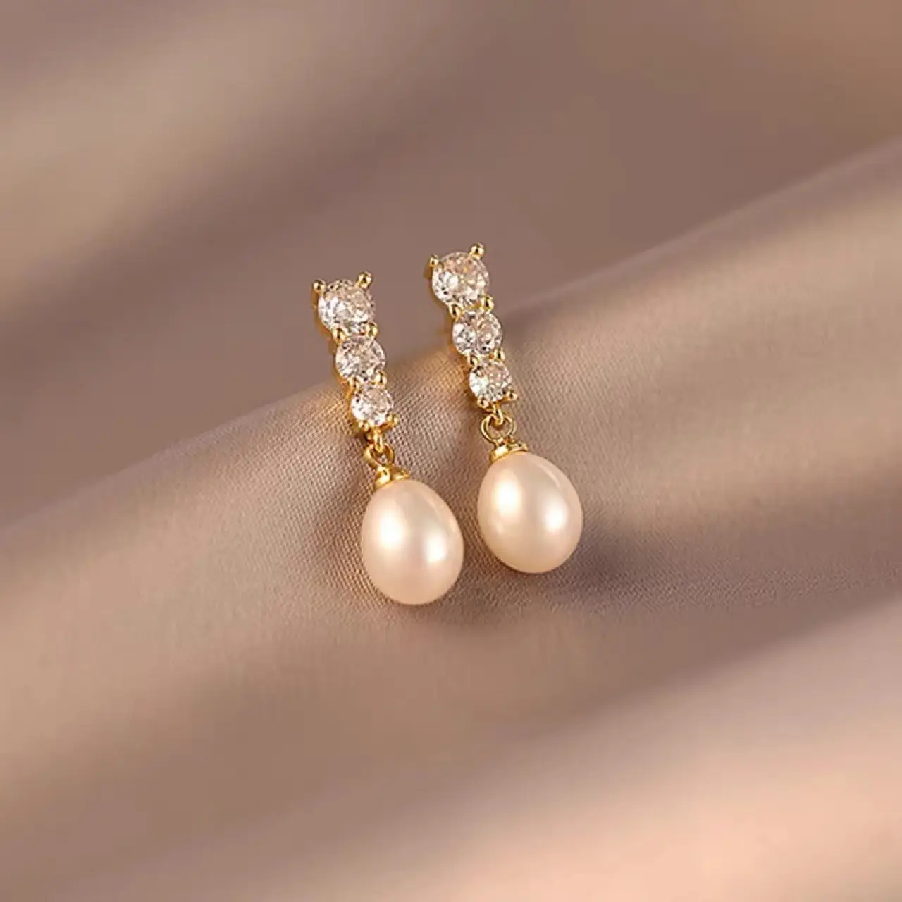 Korean Pearl Half-Hole Earrings S925 Silver - Image 5