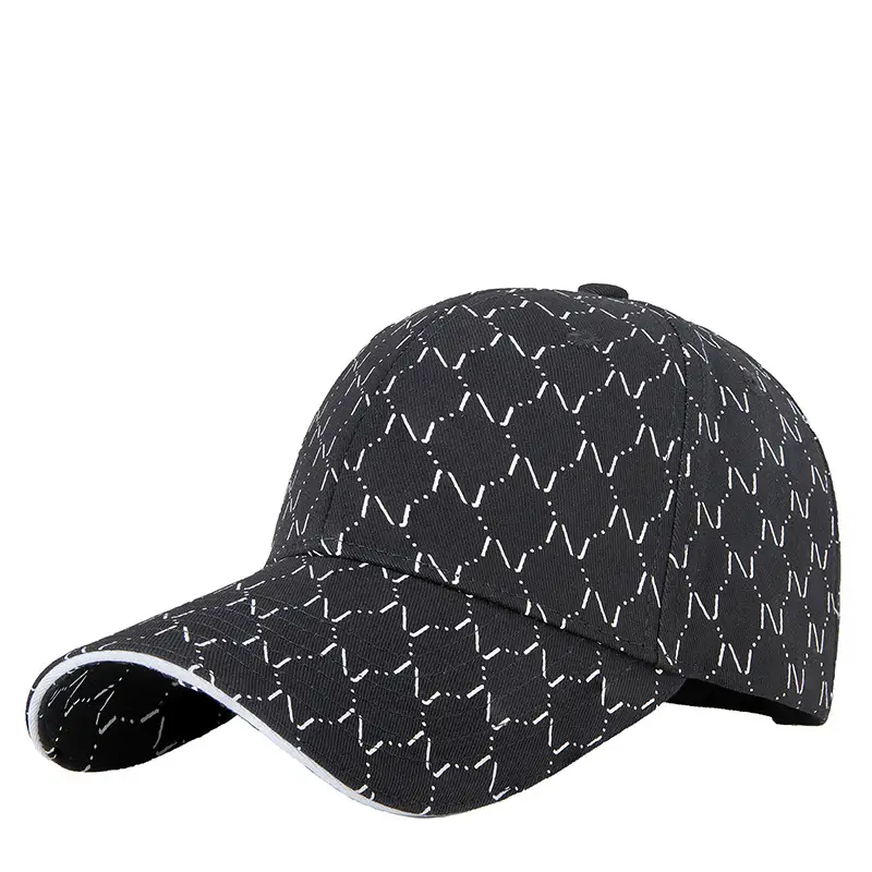 Women Printed Baseball Cap Black Large Brim Sun Hat - Image 10