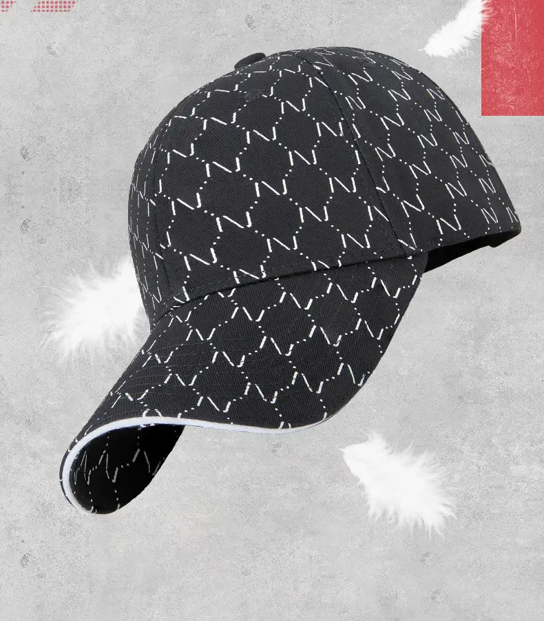Women Printed Baseball Cap Black Large Brim Sun Hat — feature 17