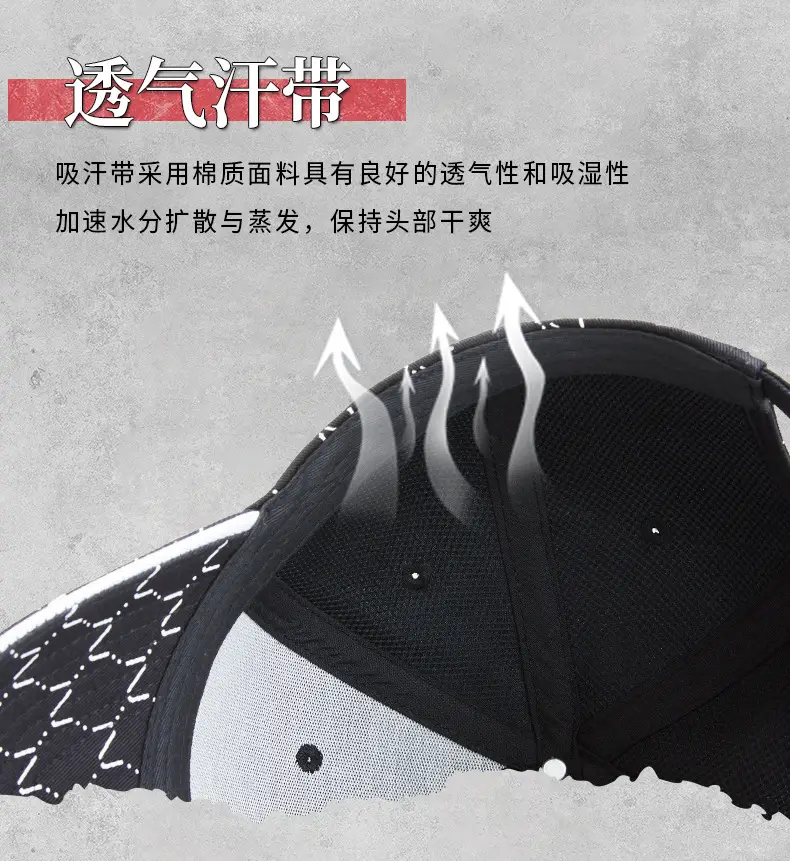 Women Printed Baseball Cap Black Large Brim Sun Hat — feature 18