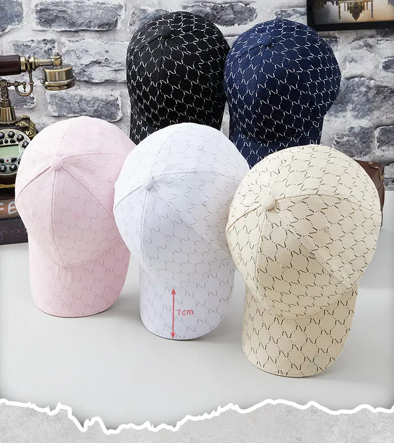 Women Printed Baseball Cap Black Large Brim Sun Hat — feature 20