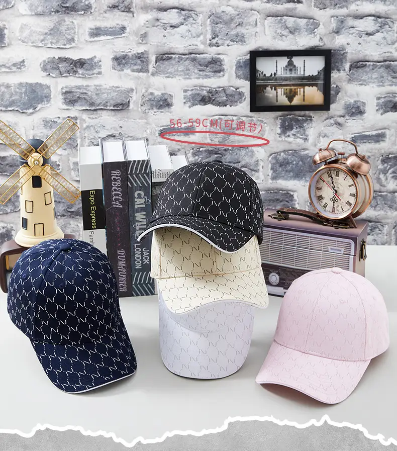 Women Printed Baseball Cap Black Large Brim Sun Hat — feature 23