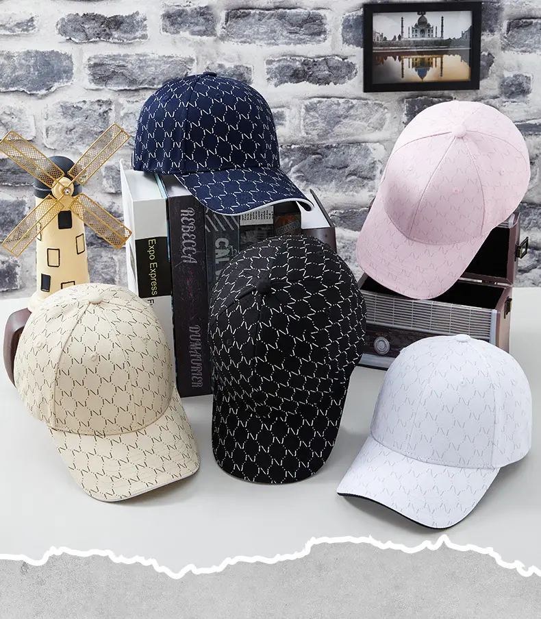 Women Printed Baseball Cap Black Large Brim Sun Hat — feature 5
