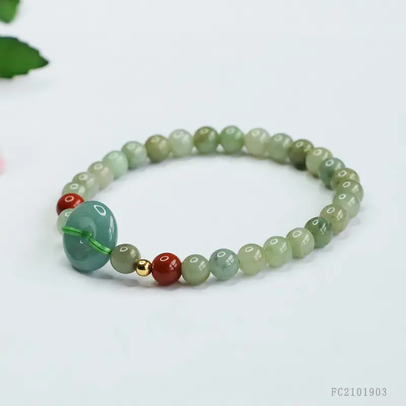 Guan Yu Natural Jade Bracelet Blue Horizontal Peace Buckle