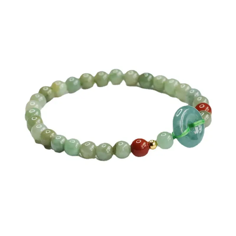 Guan Yu Natural Jade Bracelet Blue Horizontal Peace Buckle