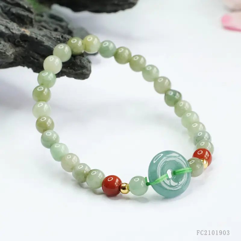 Guan Yu Natural Jade Bracelet Blue Horizontal Peace Buckle — feature 9