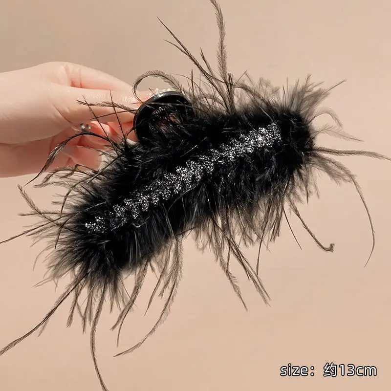 Black Beaded Hairpin for Women with Low Ponytail Back