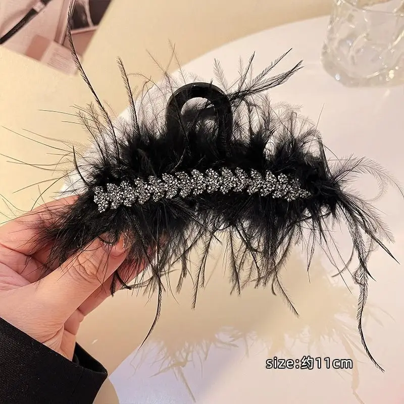 Black Beaded Hairpin for Women with Low Ponytail Back