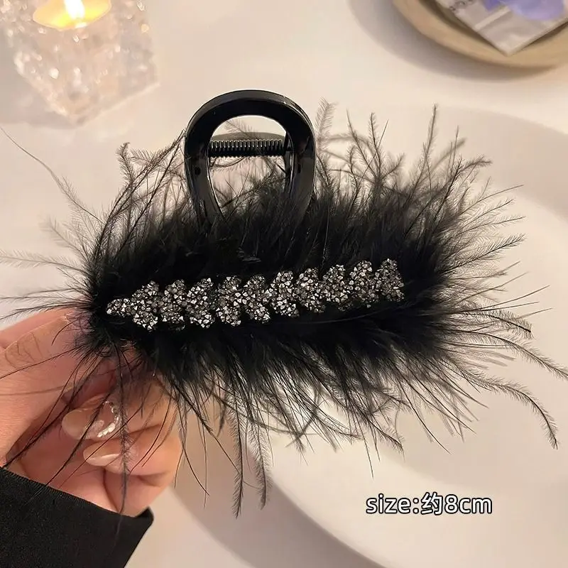 Black Beaded Hairpin for Women with Low Ponytail Back