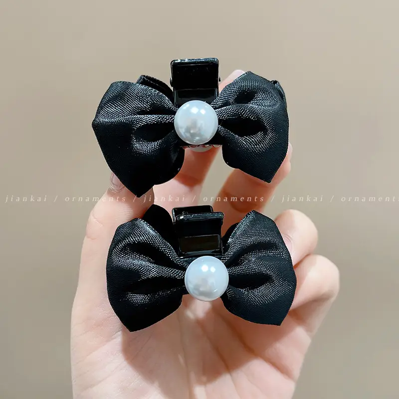 Black Beaded Hairpin for Women with Low Ponytail Back