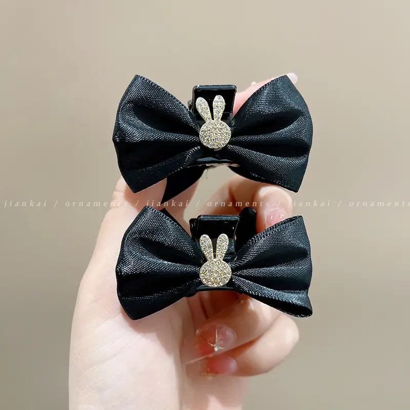 Black Beaded Hairpin for Women with Low Ponytail Back