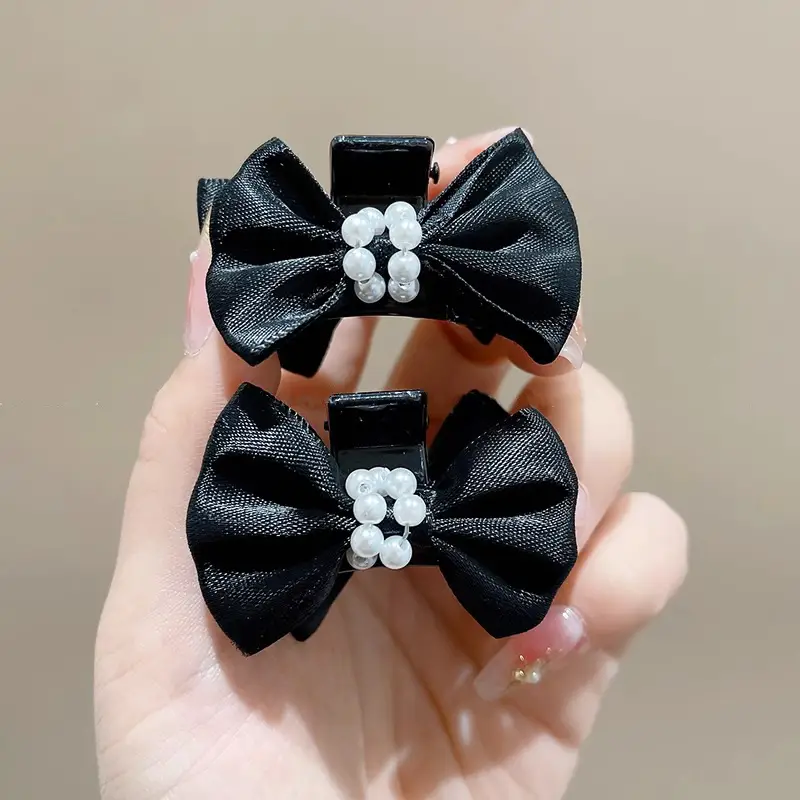 Black Beaded Hairpin for Women with Low Ponytail Back