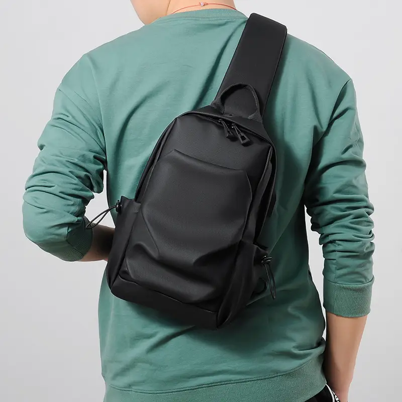 Men's Grey Shoulder Messenger Bag with Adjustable Strap - Image 4