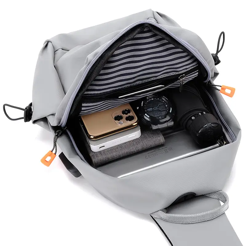 Men's Grey Shoulder Messenger Bag with Adjustable Strap - Image 6