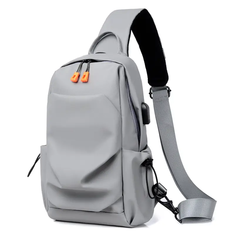 Men's Grey Shoulder Messenger Bag with Adjustable Strap - Image 7